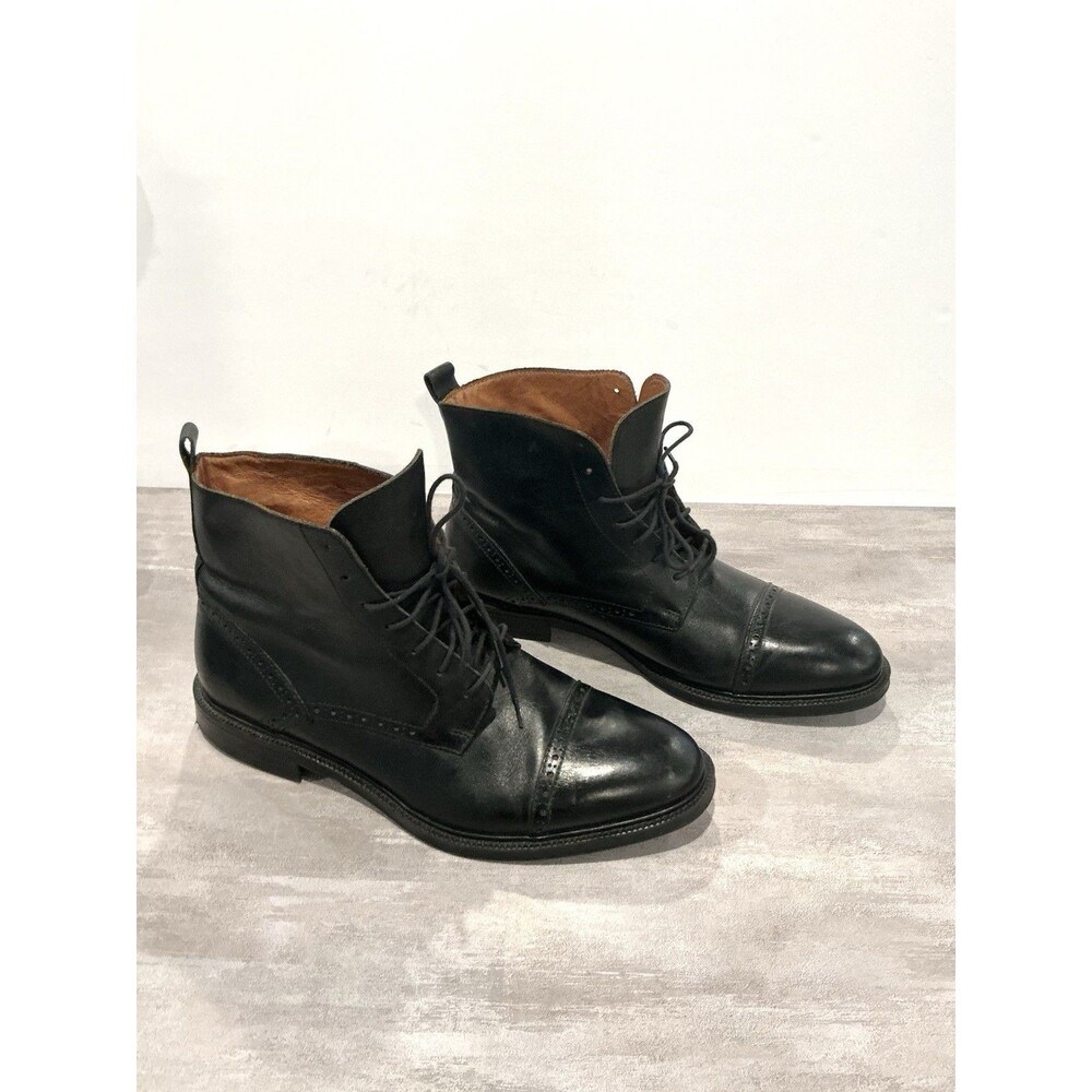 Stafford Gunner Men 11 M Black Leather Cap Toe Dress Boots Lace Up 014-1217 - Picture 3 of 13